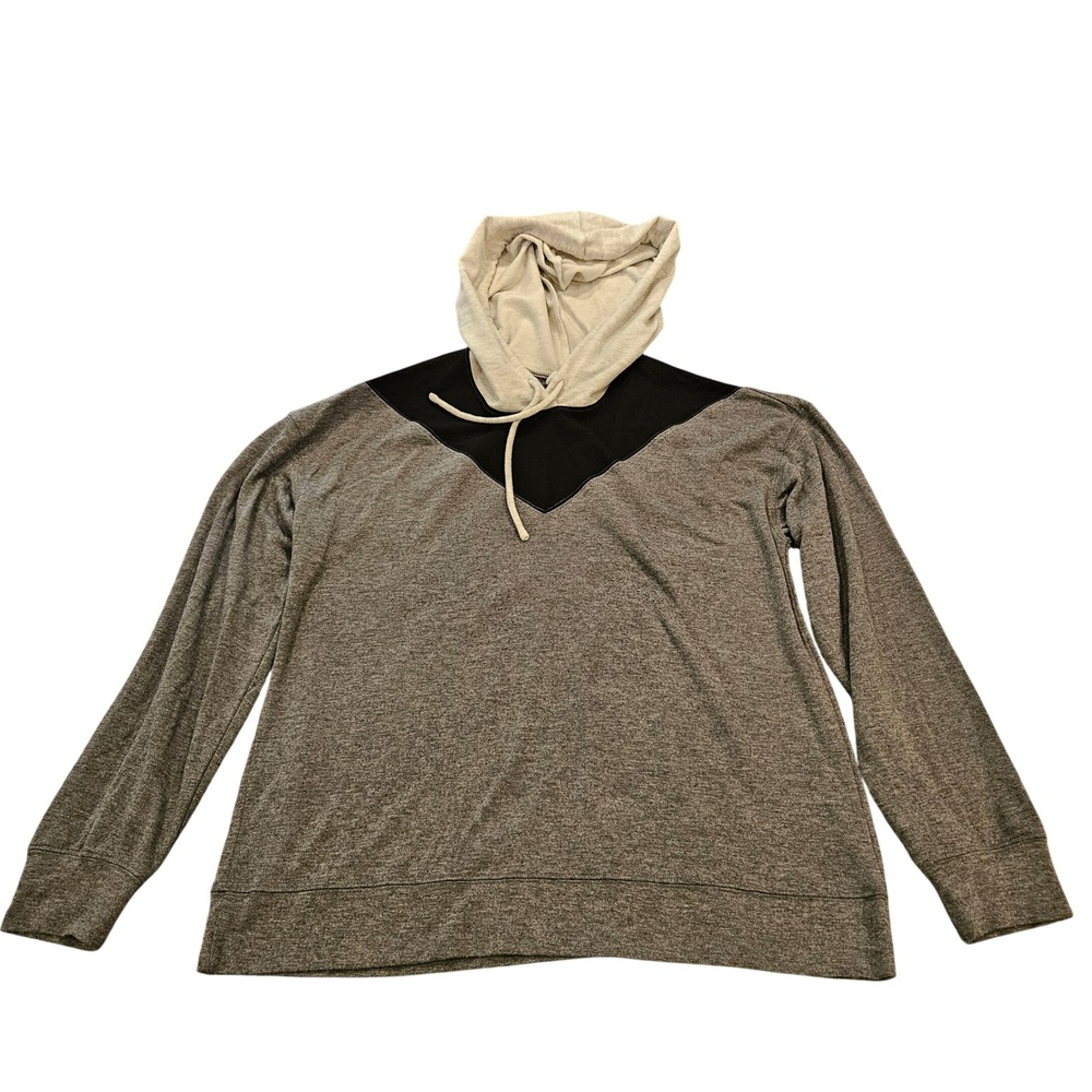 Cato Womens Colorblock Hoodie Charcoal Gray Black Long Sleeve Pullover Large